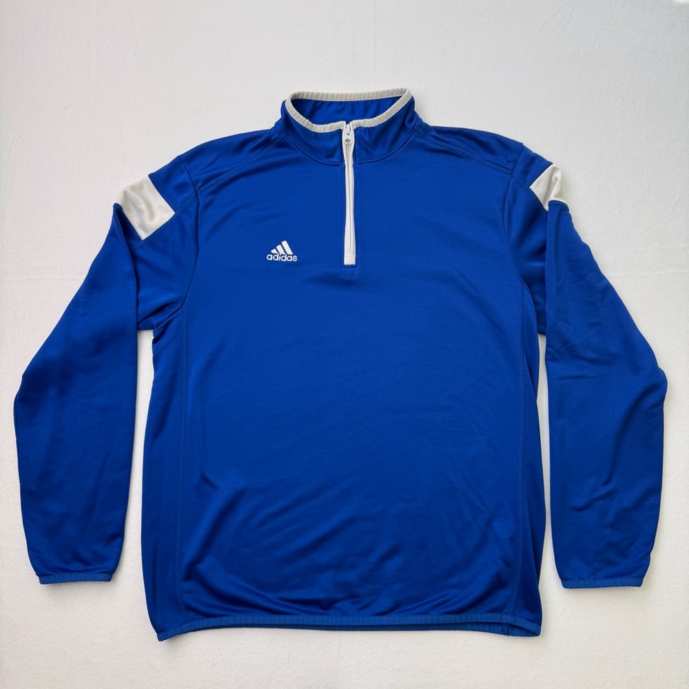 Adidas Men’s medium Climalite Royal Blue and White Quarter-Zip Top